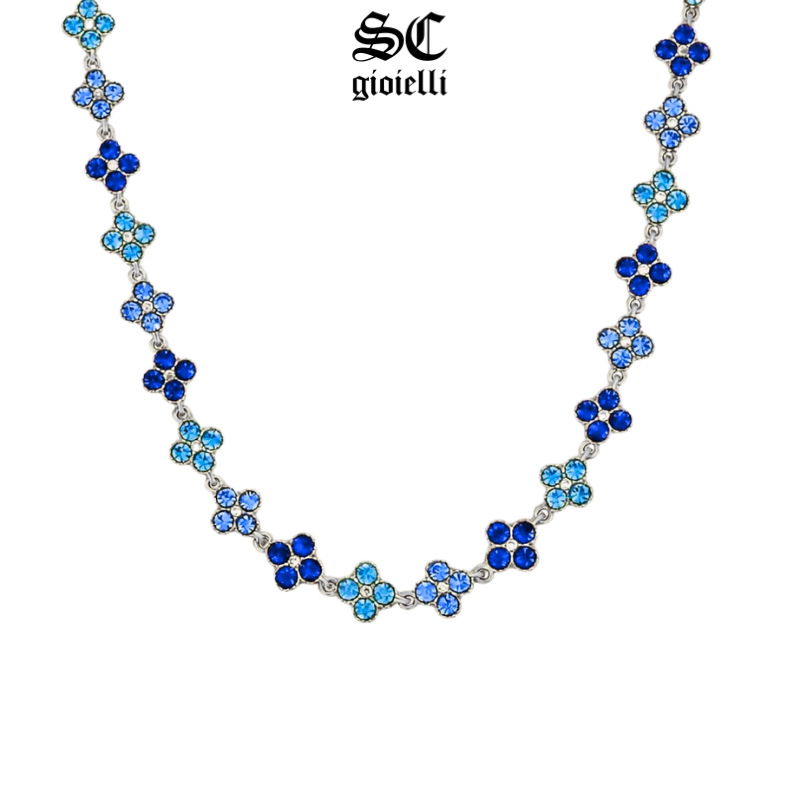 Collana Fiori Blu acciao inox 316L - S&C™