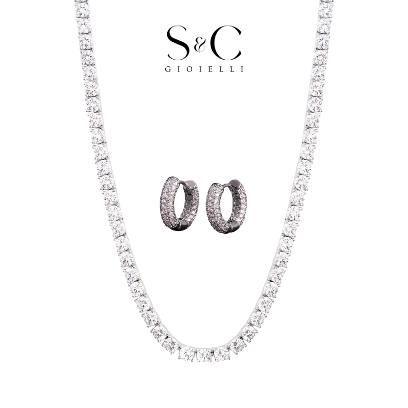 Combo: Collana Tennis 4mm + Orecchini Pavè - S&C