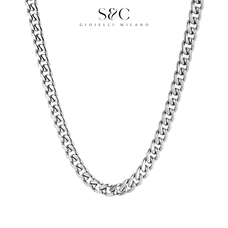 Collana Cubana Argento 925 3mm 76cm - Catena Moschettone Uomo Donna